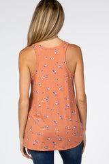 Orange Floral Maternity Tank Top