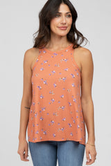 Orange Floral Maternity Tank Top