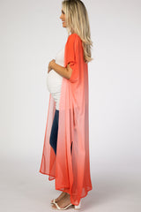 Coral Ombre Chiffon Long Maternity Cover Up