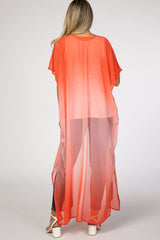 Coral Ombre Chiffon Long Maternity Cover Up