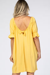 Yellow Knot Back Short Sleeve Maternity Dress