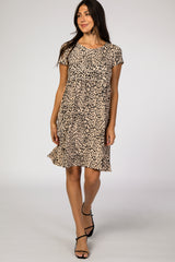 Taupe Leopard Print Pocketed Dress