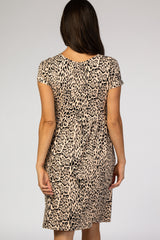 Taupe Leopard Print Pocketed Dress