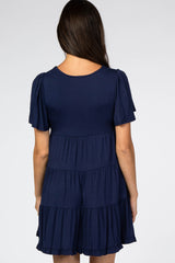 Navy Tiered Ruffle Hem Dress