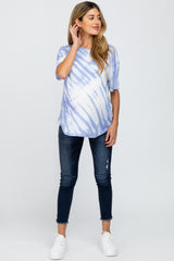 Blue Tie Dye Short Sleeve Maternity Top