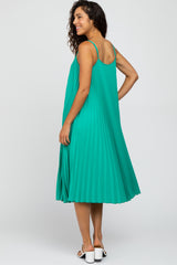 Green Pleated Midi Dress