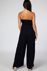 Navy Blue Sleeveless Wide Leg Jumpsuit