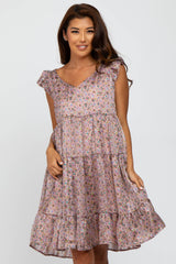 Mauve Floral Paisley Tiered Dress