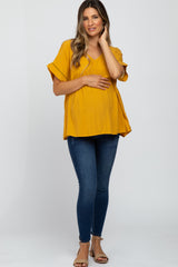 Yellow Babydoll V-Neck Maternity Top