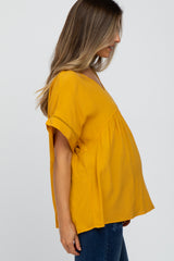 Yellow Babydoll V-Neck Maternity Top