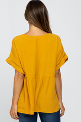 Yellow Babydoll V-Neck Maternity Top