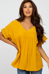 Yellow Babydoll V-Neck Maternity Top