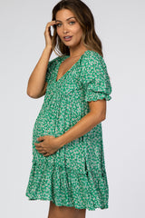Green Floral Maternity Mini Dress