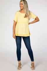 Yellow Lettuce Trim Maternity Top