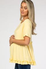 Yellow Lettuce Trim Maternity Top