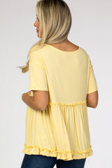 Yellow Lettuce Trim Maternity Top