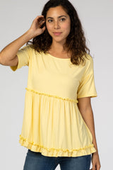 Yellow Lettuce Trim Maternity Top