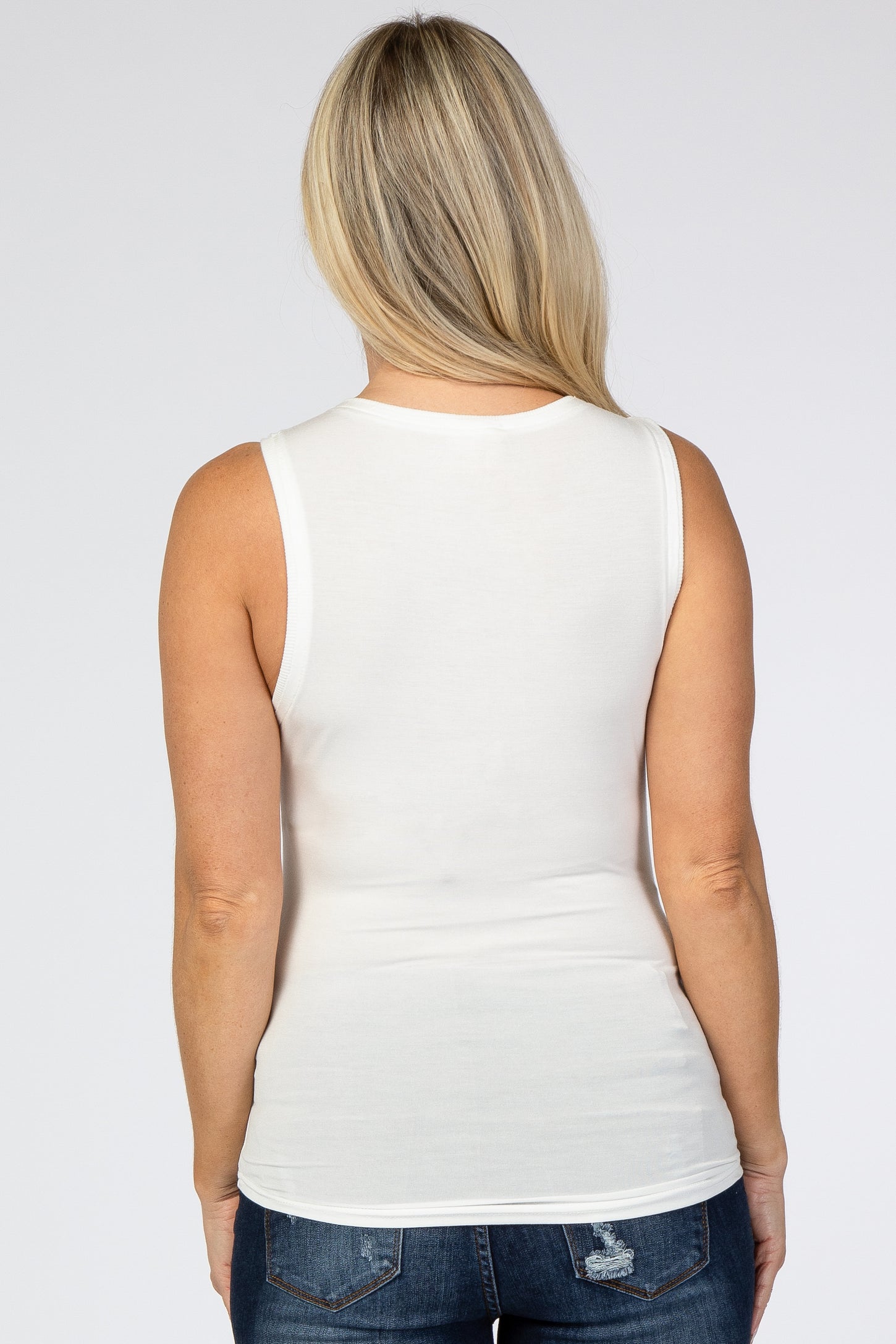 White Button Front Maternity Tank Top