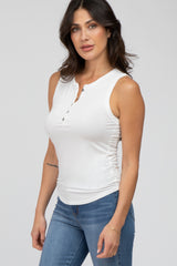 White Button Front Tank Top