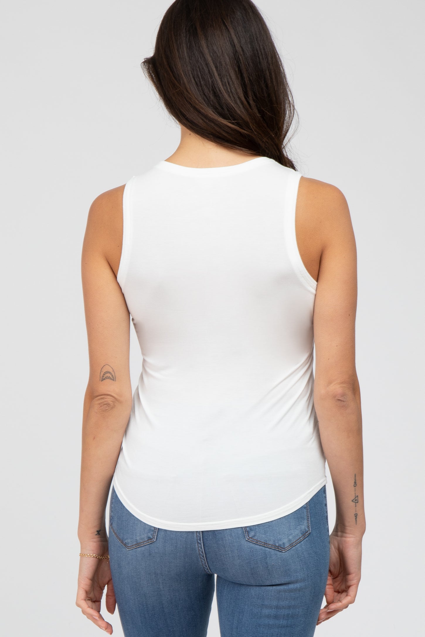 White Button Front Tank Top