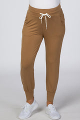 Camel Maternity Drawstring Jogger Pants