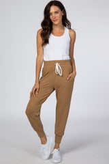 Camel Maternity Drawstring Jogger Pants