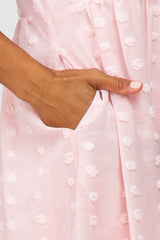 Light Pink V-Neck Swiss Dot Dress