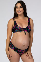 Black Printed Maternity Swim Set