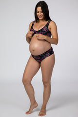 Black Printed Maternity Swim Set