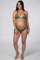 Olive Halter Tie Bikini Maternity Set