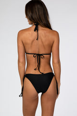 Black Halter Tie Bikini Set