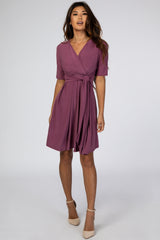 Purple Waist Tie Nursing Dress