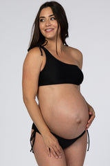 Black Off Shoulder Tie Detail Maternity Bikini Set