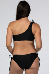 Black Off Shoulder Tie Detail Maternity Bikini Set