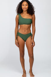 Olive Off Shoulder Tie Detail Bikini Set