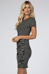 Black Striped Wrap T-Shirt Dress