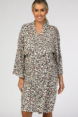 Taupe Animal Print Delivery/Nursing Maternity Robe