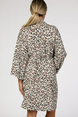 Taupe Animal Print Delivery/Nursing Maternity Robe