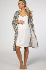 Taupe Animal Print Delivery/Nursing Maternity Robe