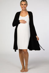 Black Long Sleeve Delivery/Nursing Maternity Robe