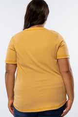 Yellow Button Front Plus T Shirt
