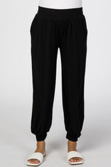 Black Soft Knit Harem Maternity Pants