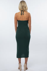 Forest Green Cutout Halter Neck Maternity Fitted Dress