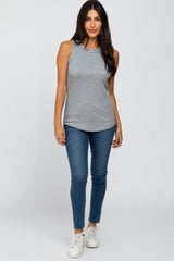 Heather Grey Ribbed Sleeveless Top