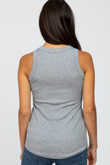 Heather Grey Ribbed Sleeveless Top