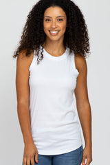 White Ribbed Sleeveless Top