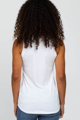 White Ribbed Sleeveless Top