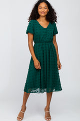 Forest Green Swiss Dot Midi Dress