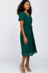 Forest Green Swiss Dot Midi Dress