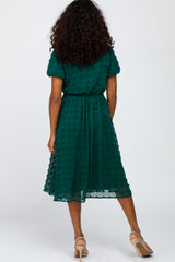 Forest Green Swiss Dot Midi Dress